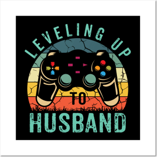 Vintage Leveling Up To Husband Funny Groom Video Game Lovers Posters and Art